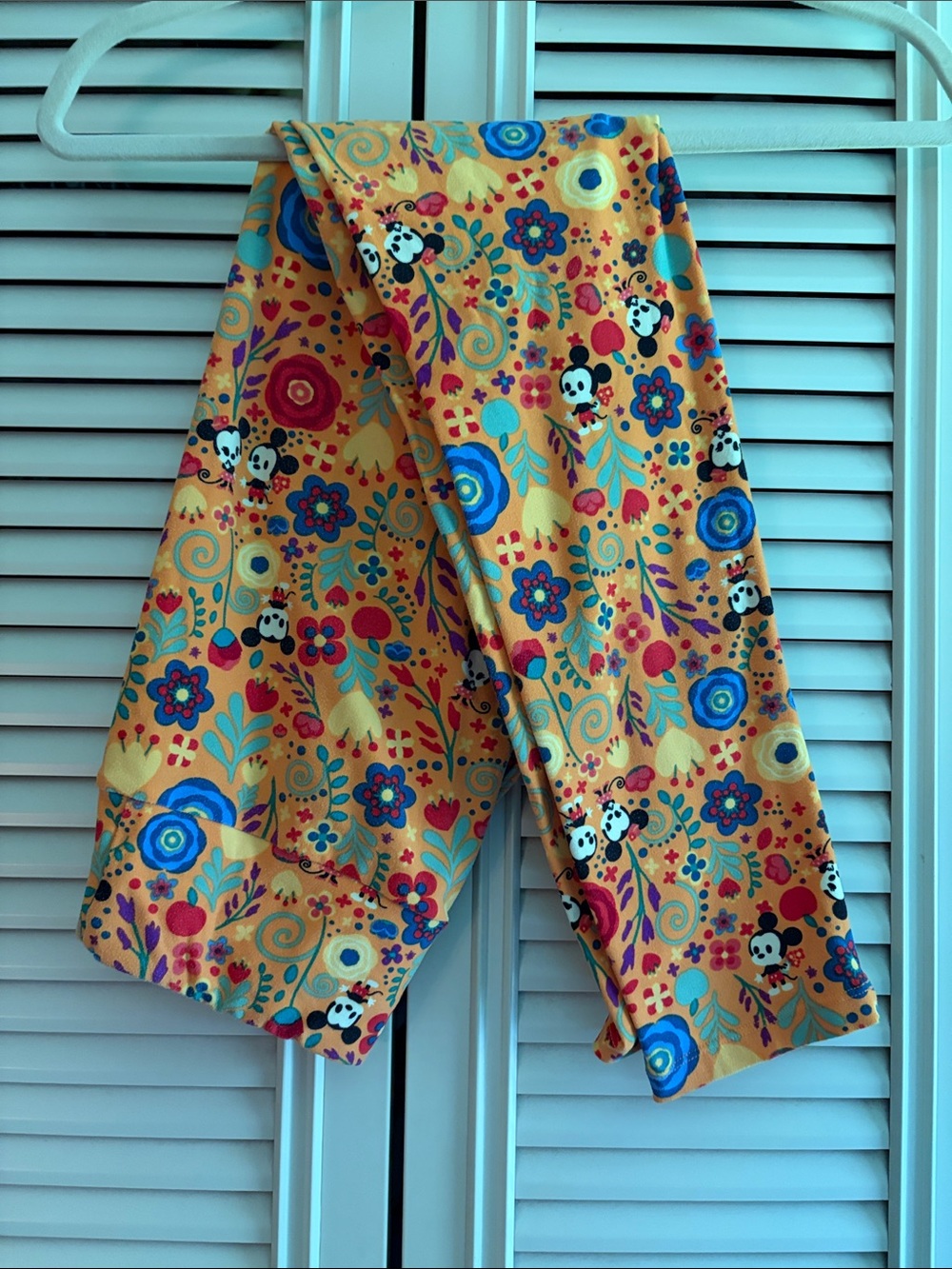 LuLaRoe Yellow Floral & Panda Kids Leggings